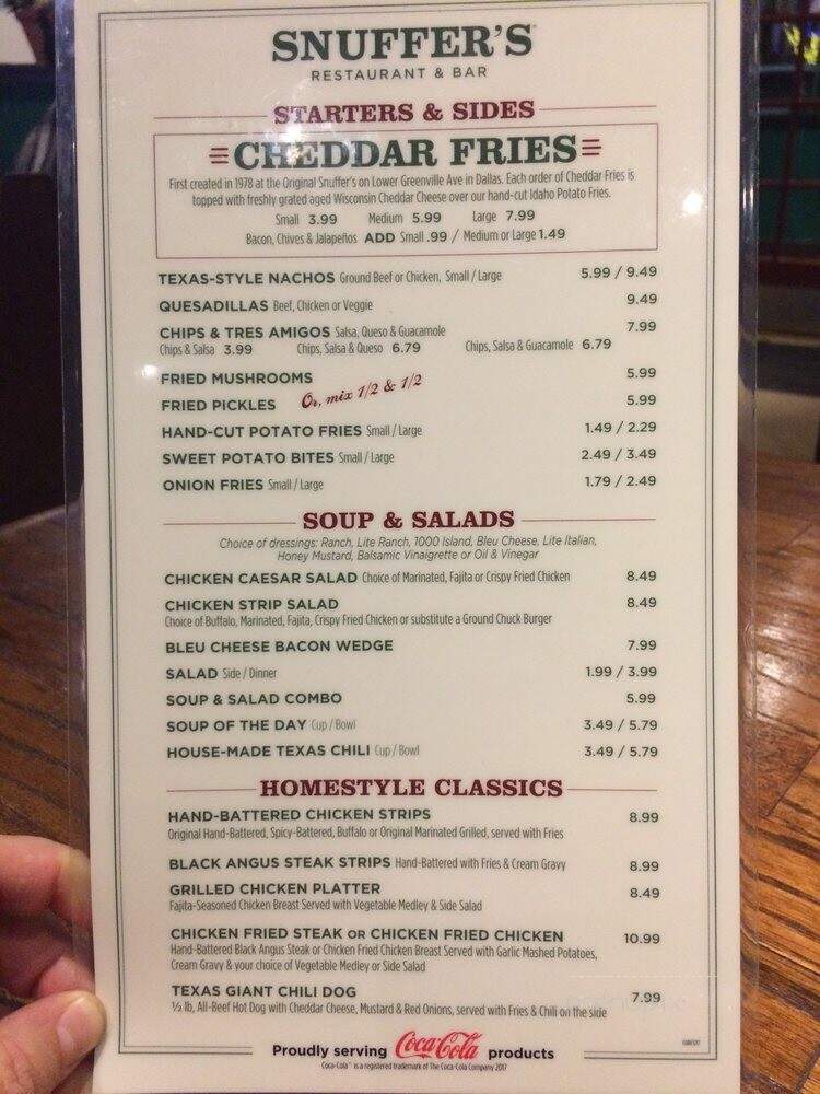 Snuffers - Richardson, TX menu_pic
