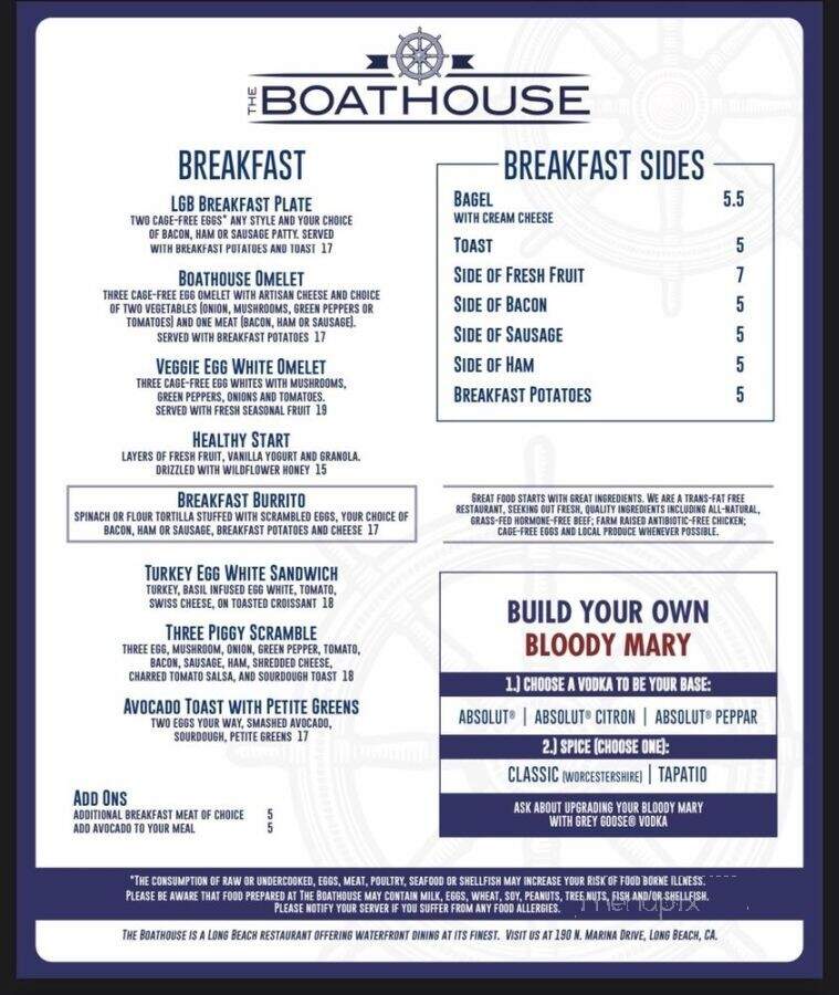 The Boathouse - Long Beach, CA menu_pic