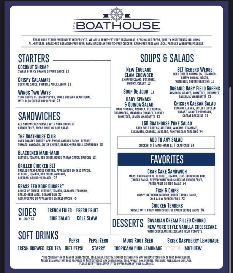The Boathouse - Long Beach, CA menu_pic