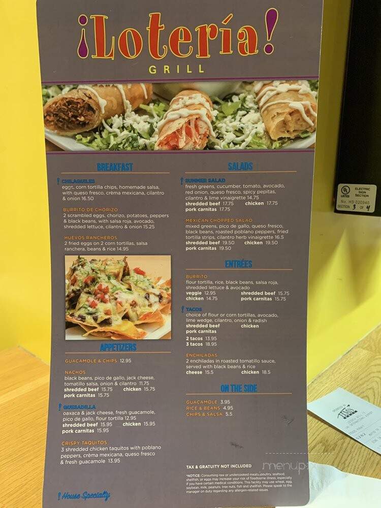 Loteria Grill - Los Angeles, CA menu_pic