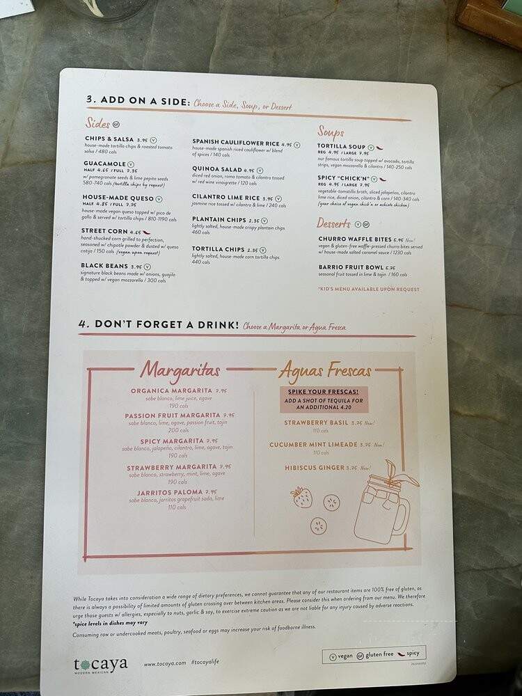 Tocaya Organica - Venice, CA menu_pic