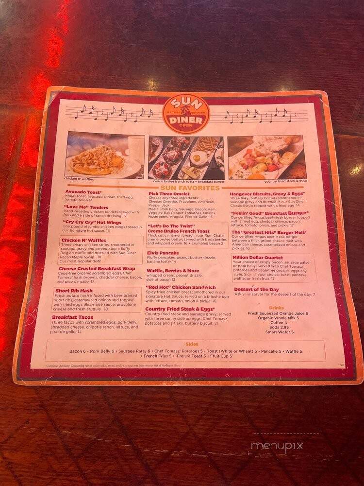 Sun Diner - Nashville, TN menu_pic