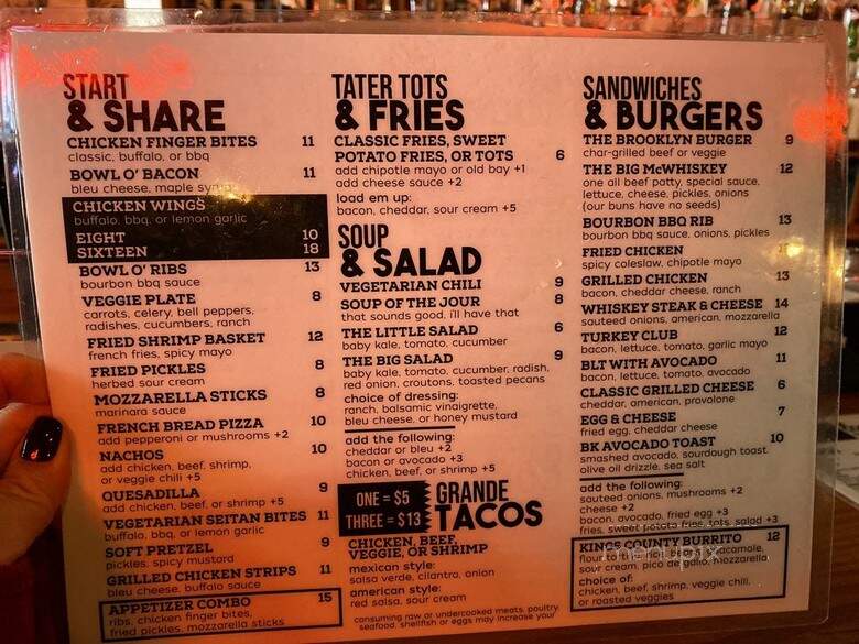 The Big Whiskey - Brooklyn, NY menu_pic