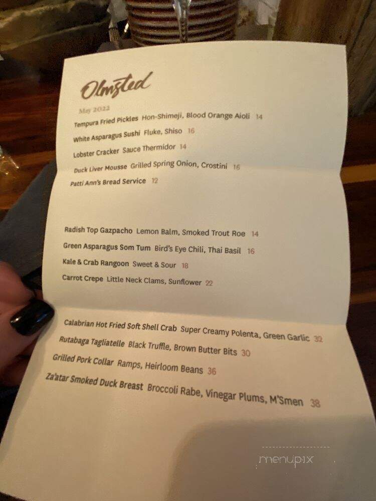 Olmsted - Brooklyn, NY menu_pic