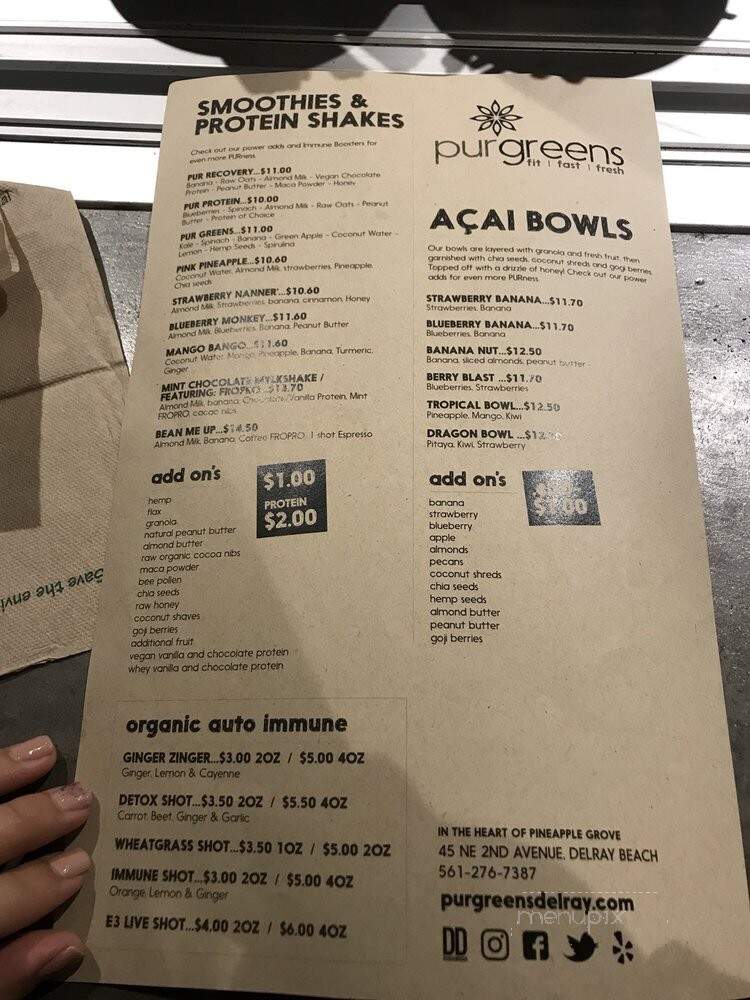 Purgreens - Delray Beach, FL menu_pic