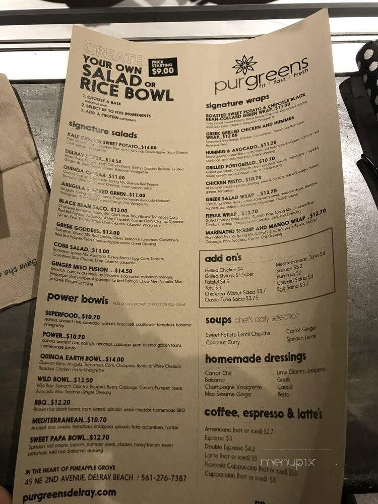 Purgreens - Delray Beach, FL menu_pic