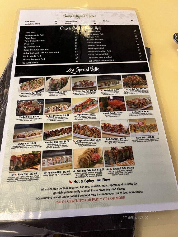 Zen Asian Bistro & Bar - McAllen, TX menu_pic