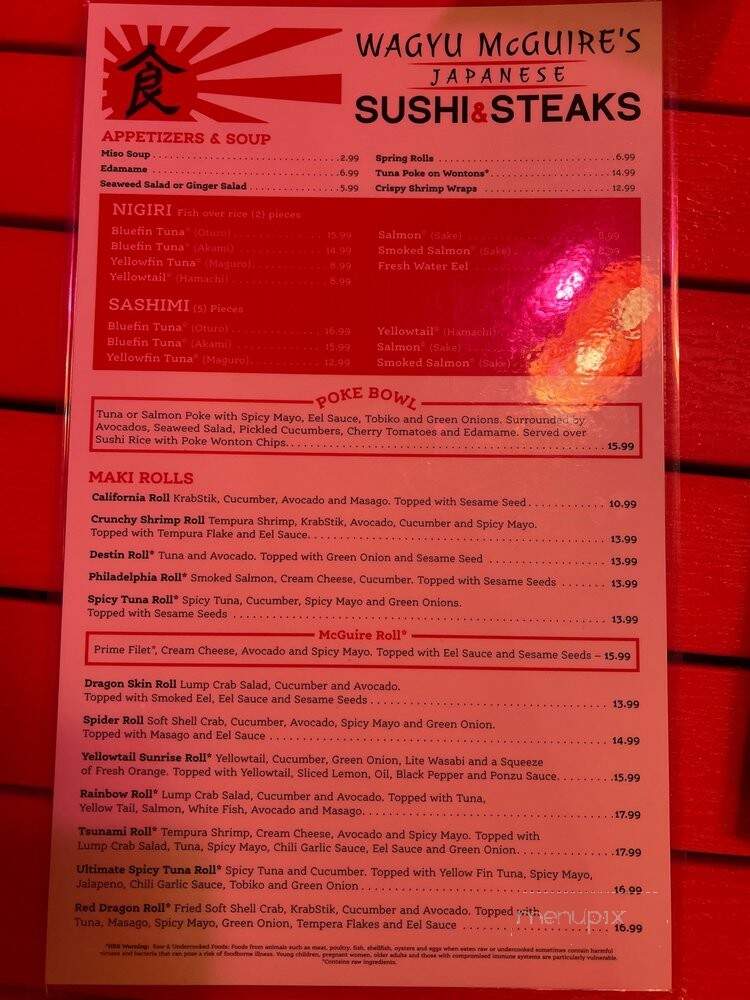 McGuires Sushi - Destin, FL menu_pic