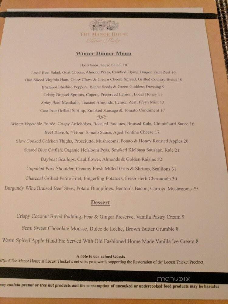 The Manor House at Locust Thicket - Lynchburg, VA menu_pic