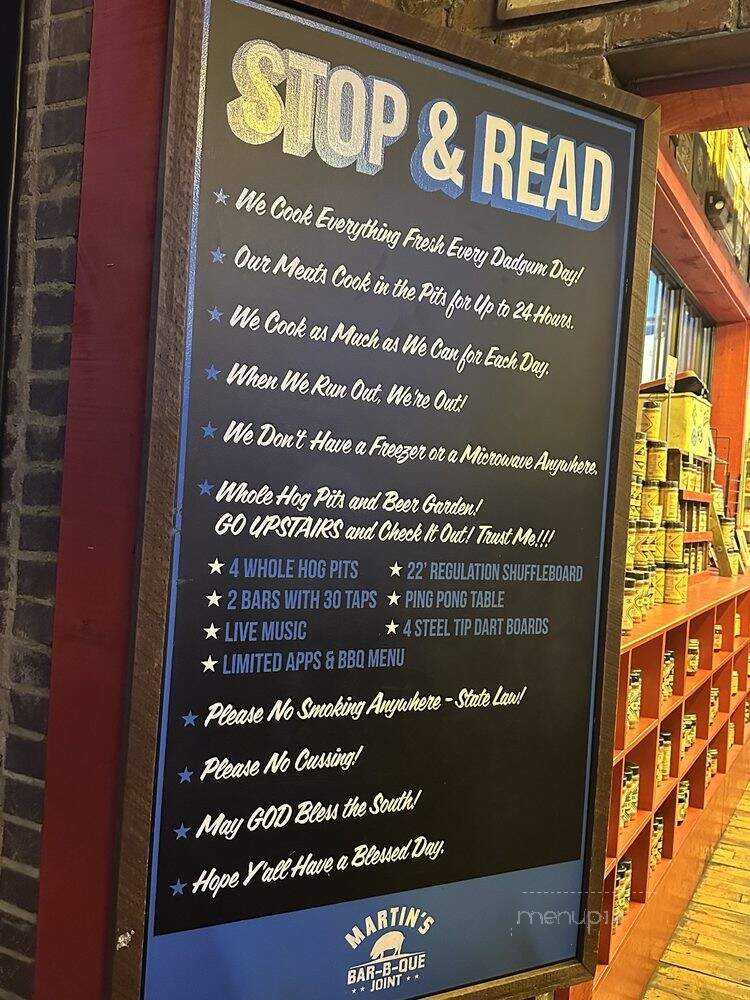 Martin's Bar-B-Que Joint - Nashville, TN menu_pic