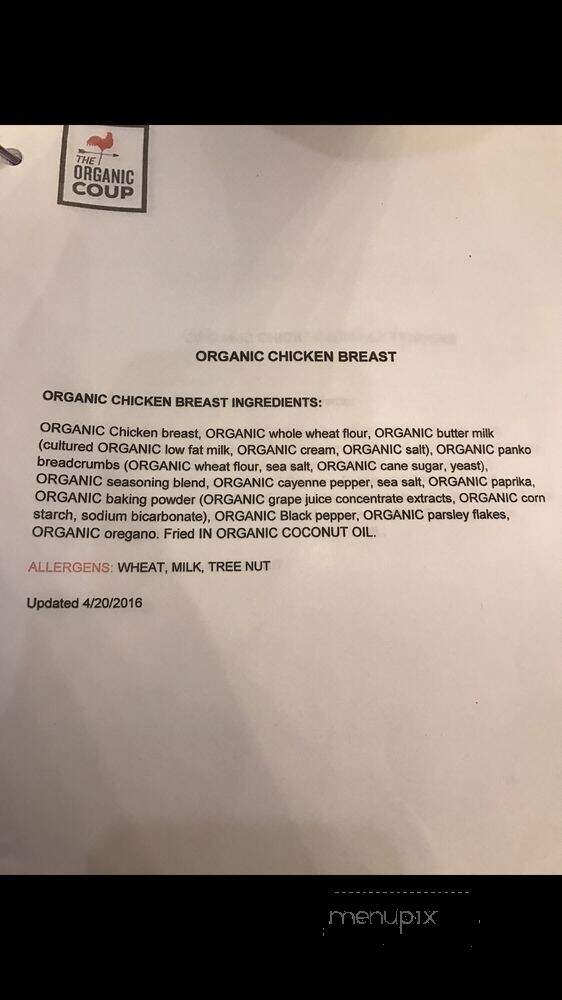 The Organic Coup - San Francisco, CA menu_pic