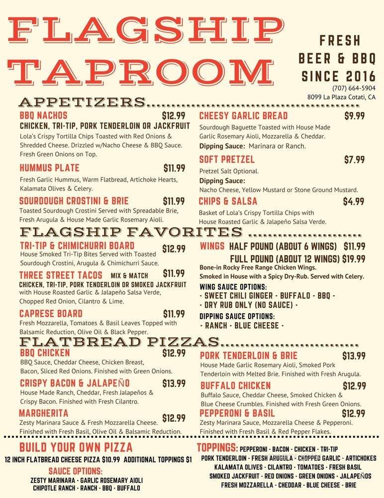 Flagship Taproom - Cotati, CA menu_pic