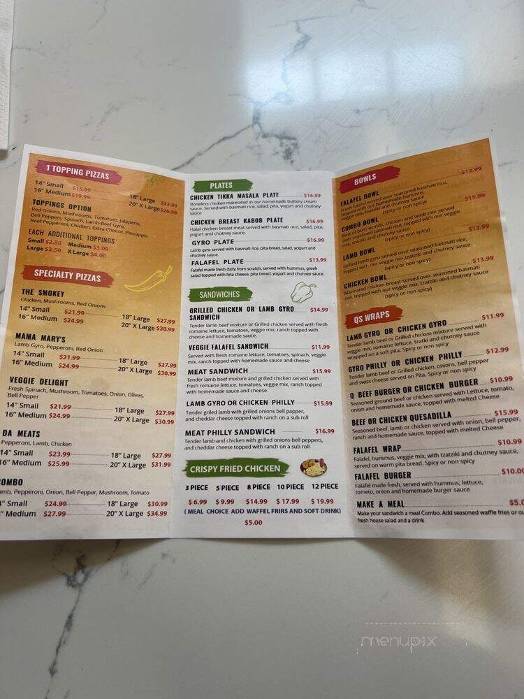 Q'S Halal Pizza - Richmond, CA menu_pic