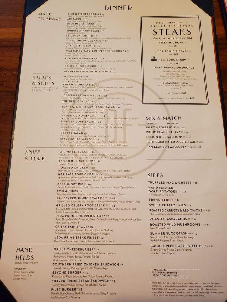 Del Frisco's Grille - Nashville, TN menu_pic