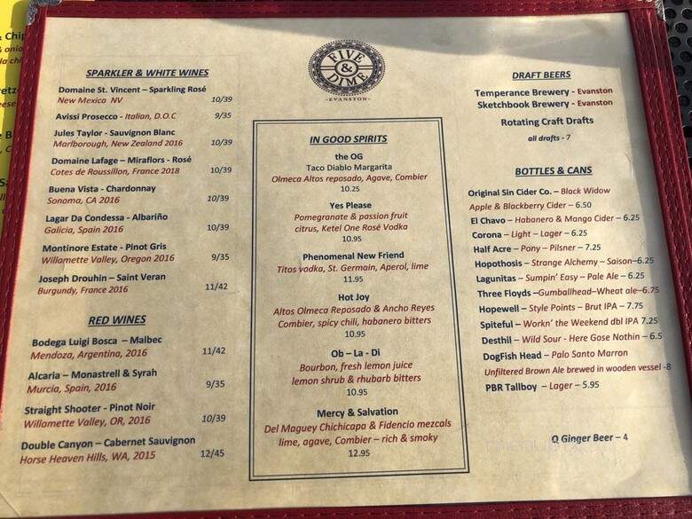 Five & Dime - Evanston, IL menu_pic
