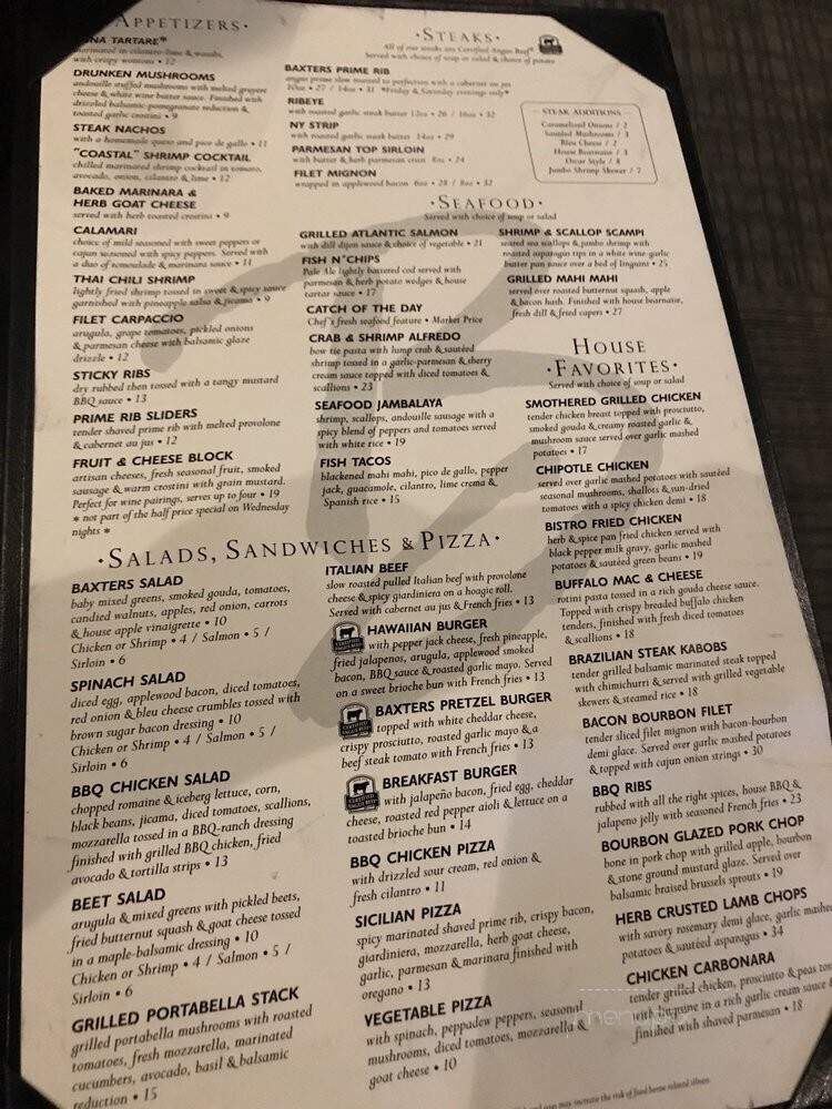 Baxter's American Grille - Champaign, IL menu_pic