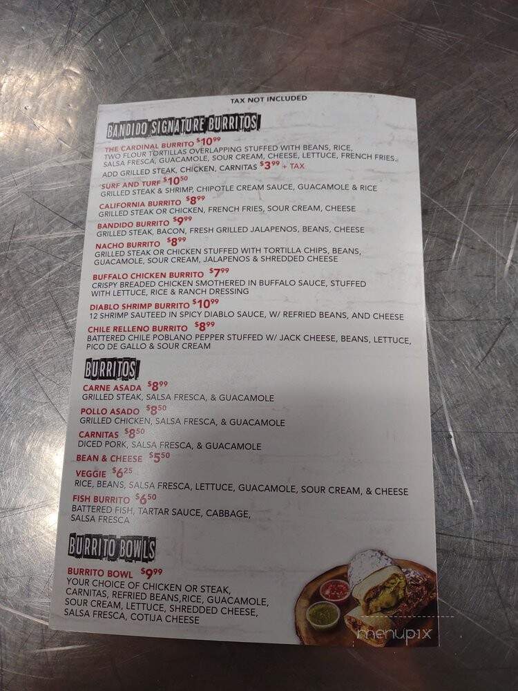 Bandido Taqueria Mexicana - Louisville, KY menu_pic