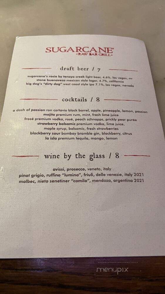 SUGARCANE Raw Bar Grill Las Vegas - Las Vegas, NV menu_pic