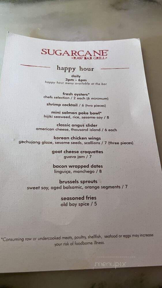 SUGARCANE Raw Bar Grill Las Vegas - Las Vegas, NV menu_pic