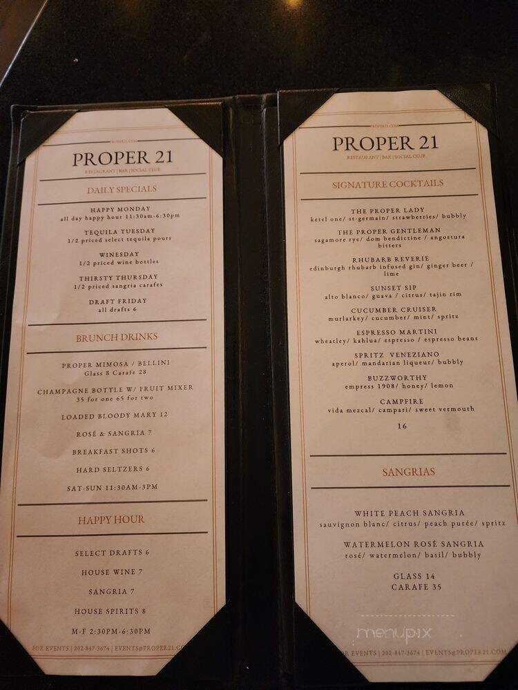 Proper 21 - Washington, DC menu_pic