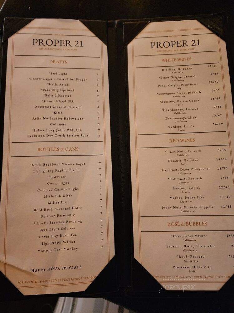 Proper 21 - Washington, DC menu_pic