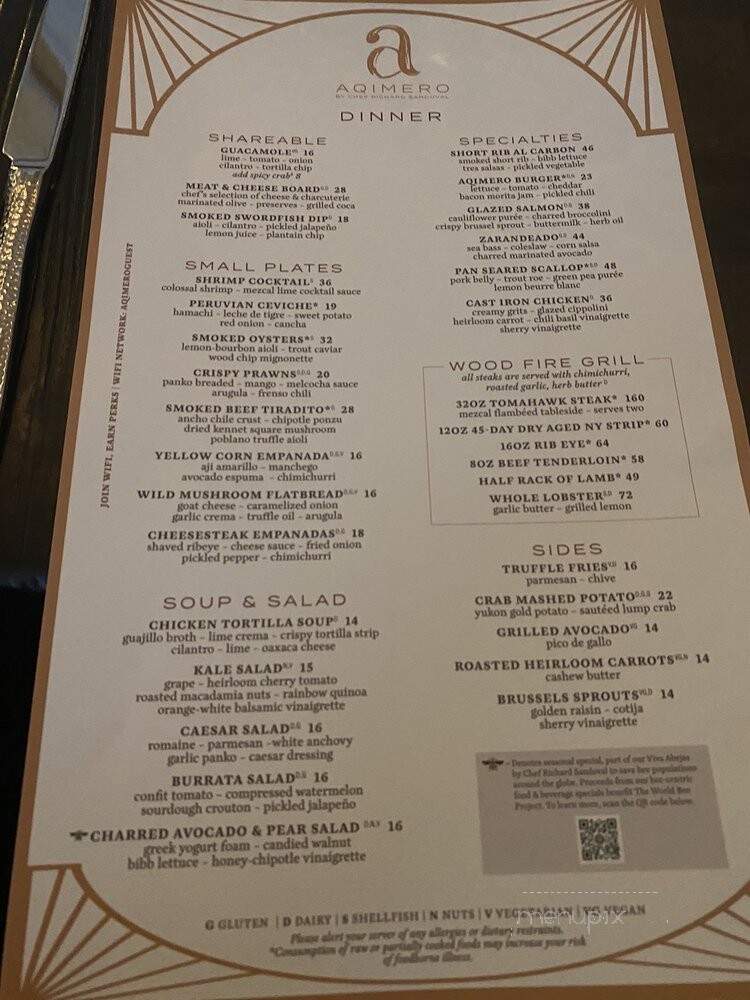 Aqimero - Philadelphia, PA menu_pic