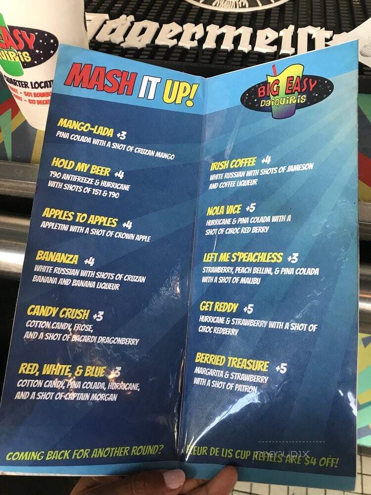 Big Easy Daiquiris - New Orleans, LA menu_pic