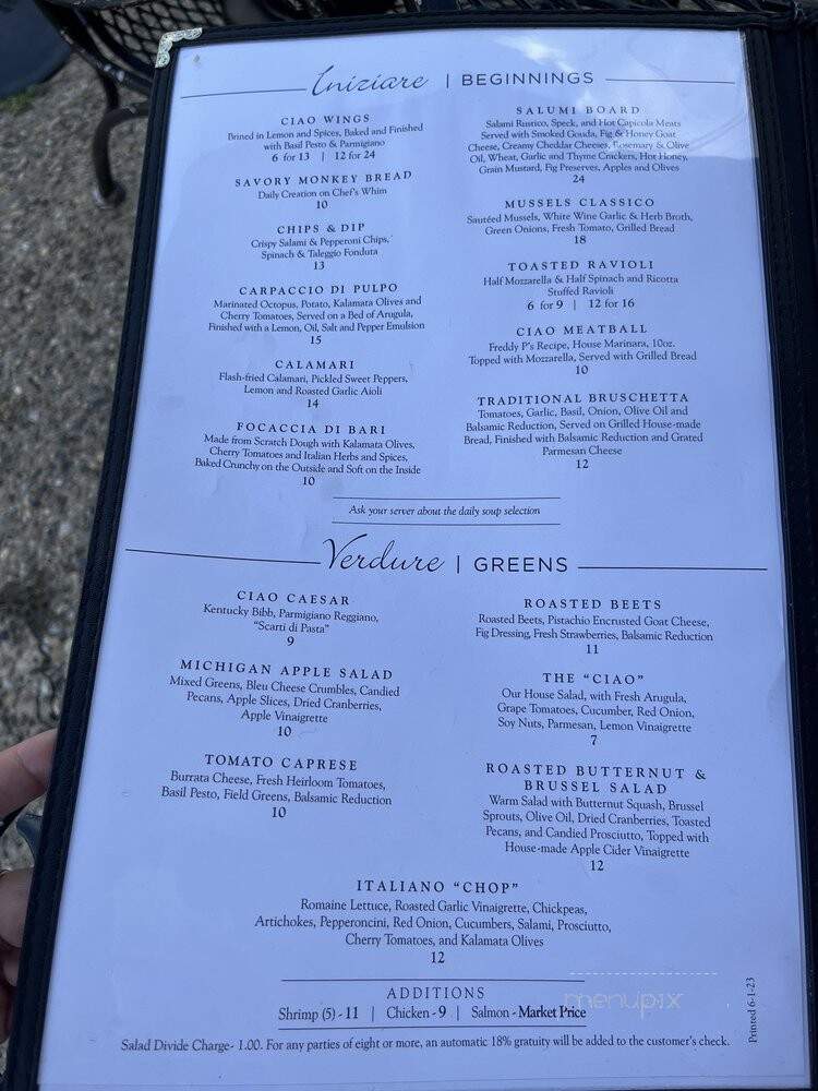 Ciao Ristorante - Louisville, KY menu_pic