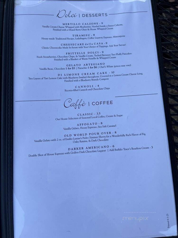 Ciao Ristorante - Louisville, KY menu_pic