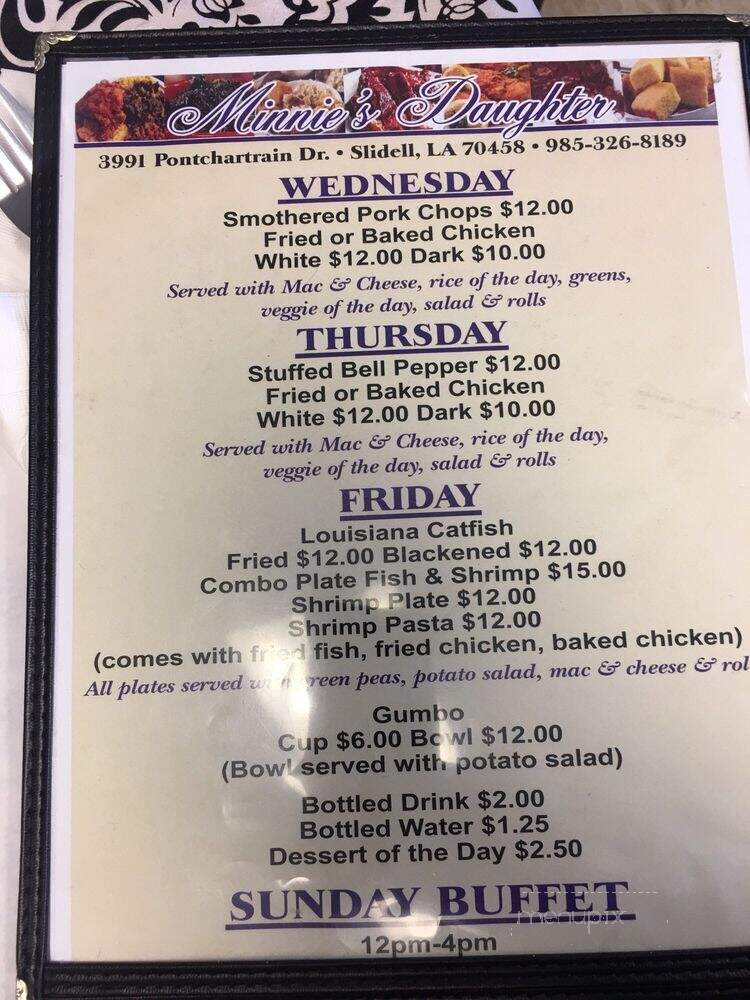 Minnie's Daughter Catering & Cafe - Slidell, LA menu_pic