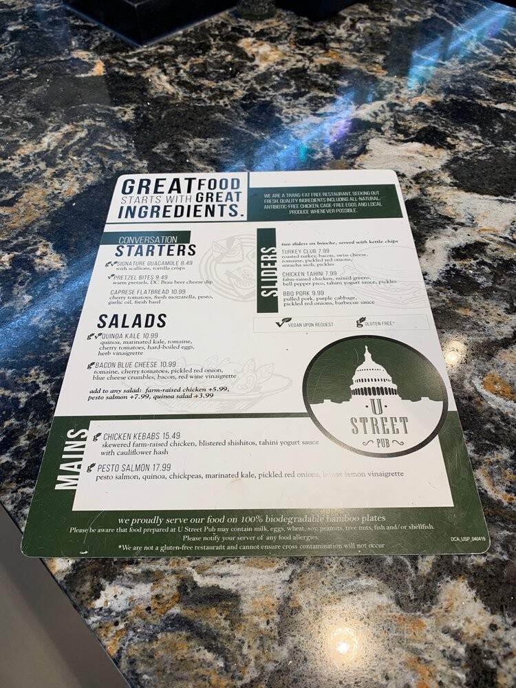 U Street Pub - Arlington, VA menu_pic