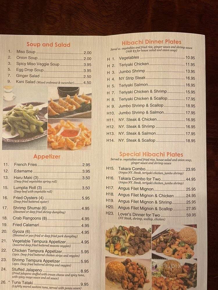 Takara Japanese Steakhouse - Ladson, SC menu_pic