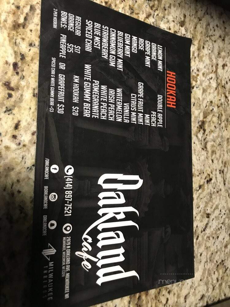 Oakland Cafe - Milwaukee, WI menu_pic