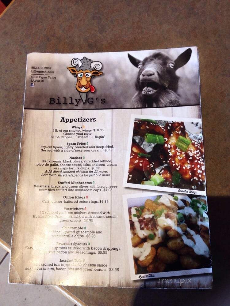 Billy G's - Savage, MN menu_pic