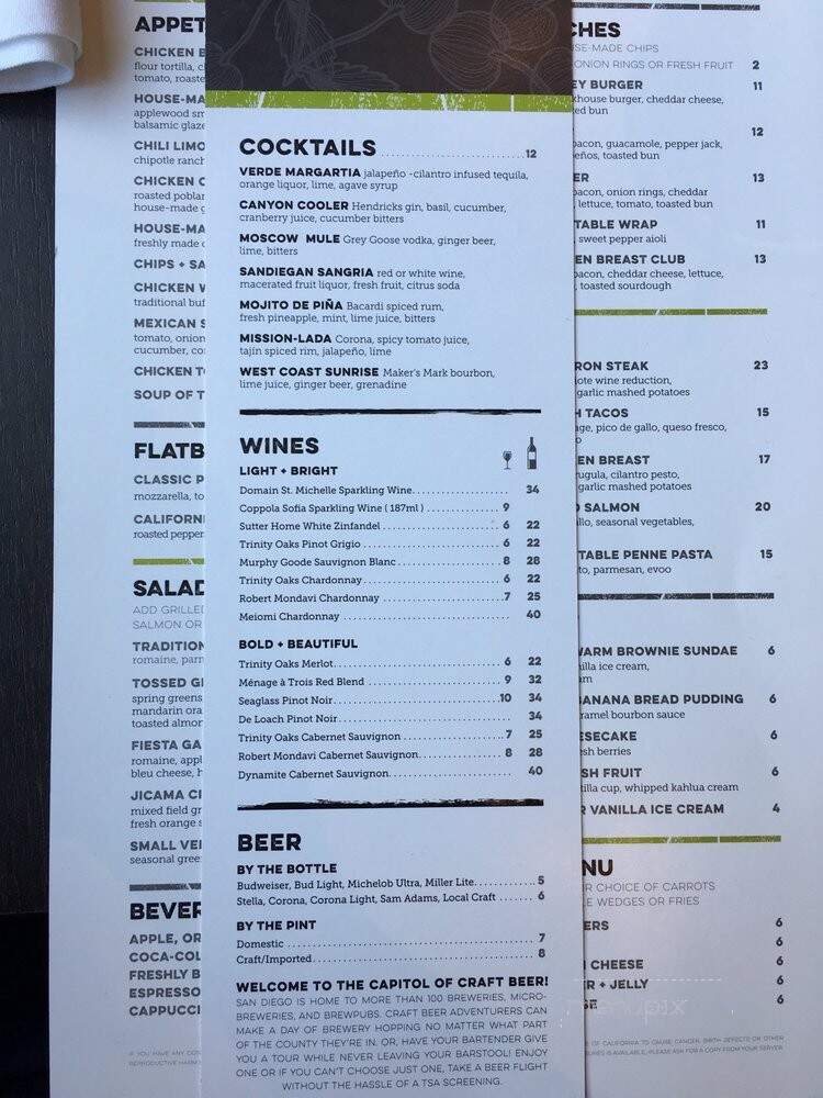 Verde Kitchen + Bar - San Diego, CA menu_pic