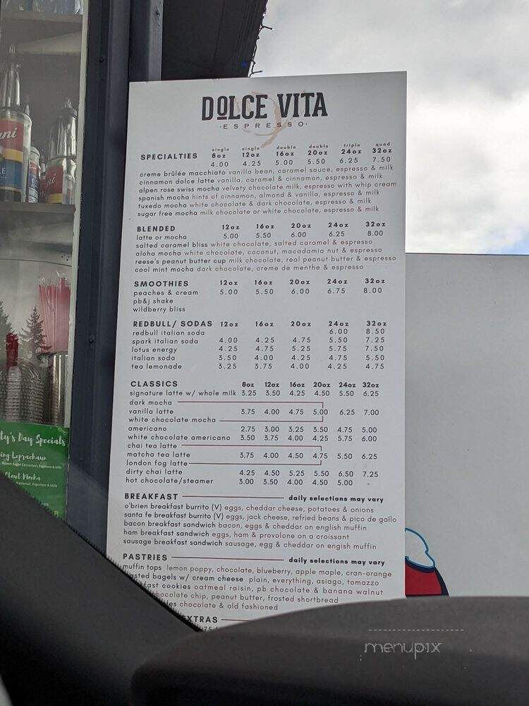 Dolce Vita Espresso - Kenmore, WA menu_pic