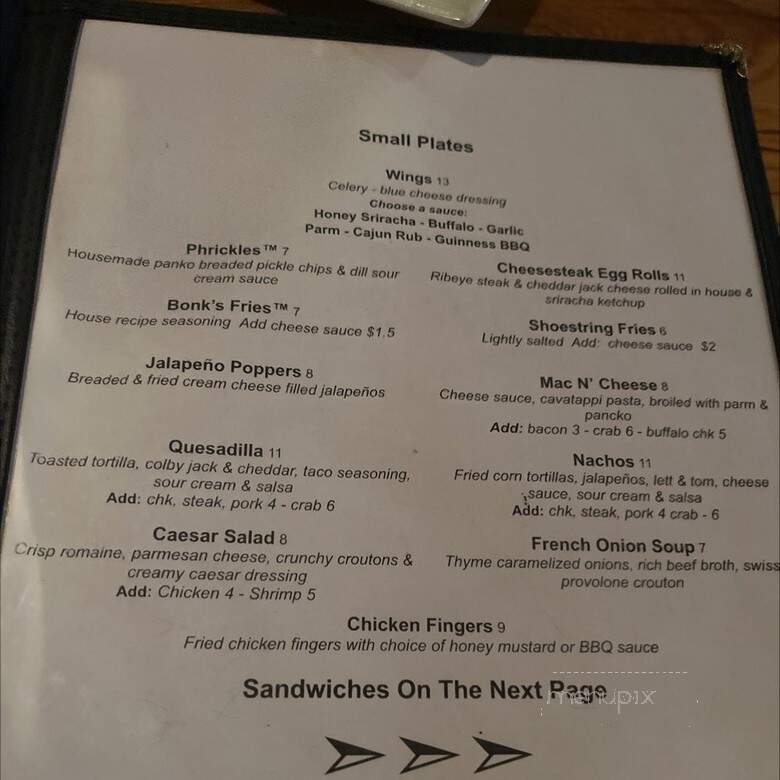 Bonks Bar - Philadelphia, PA menu_pic