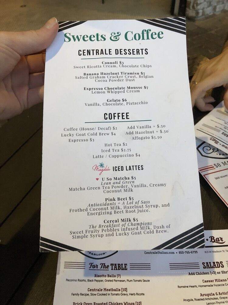 Centrale Italian Parlour - Tallahassee, FL menu_pic