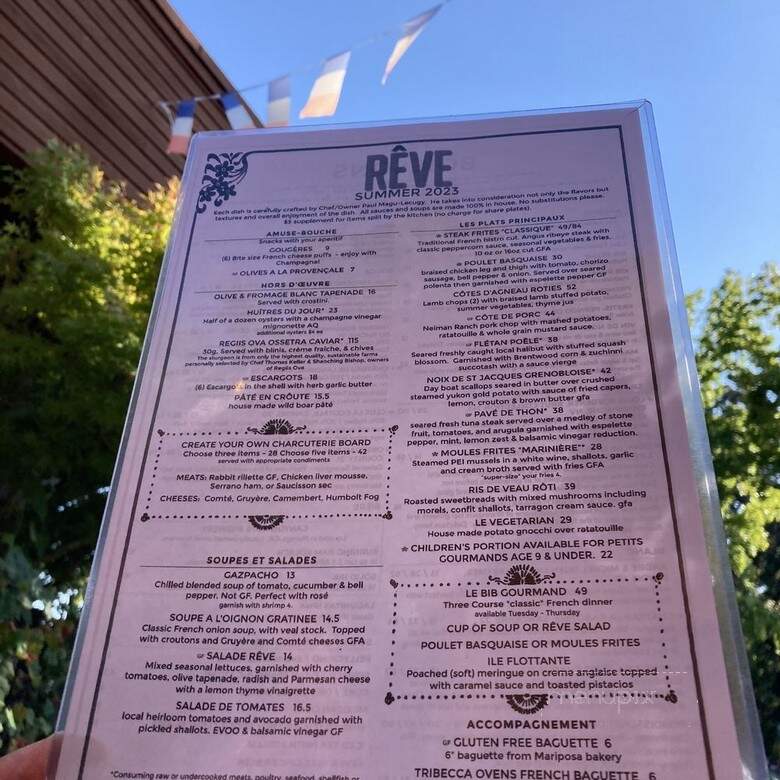 REVE - Lafayette, CA menu_pic