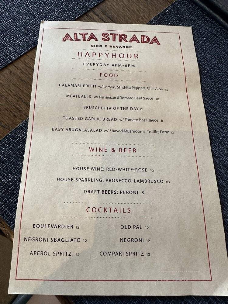 Alta Strada - Washington, DC menu_pic