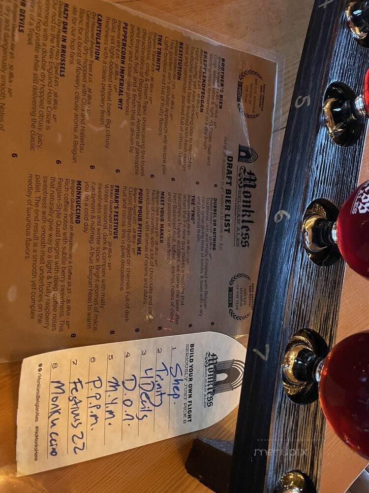 Monkless Belgian Ales - Bend, OR menu_pic