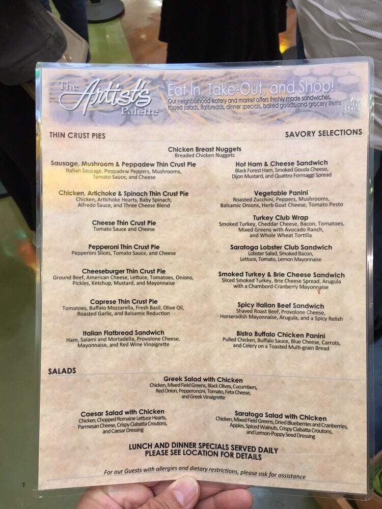 The Artist's Palette - Orlando, FL menu_pic