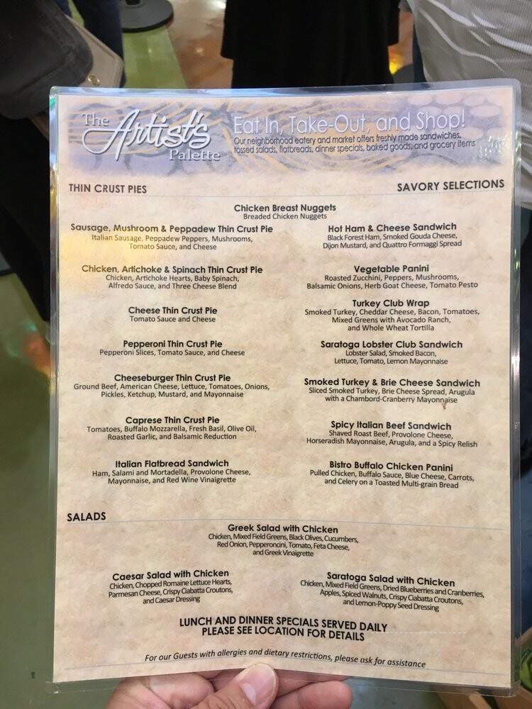 The Artist's Palette - Orlando, FL menu_pic