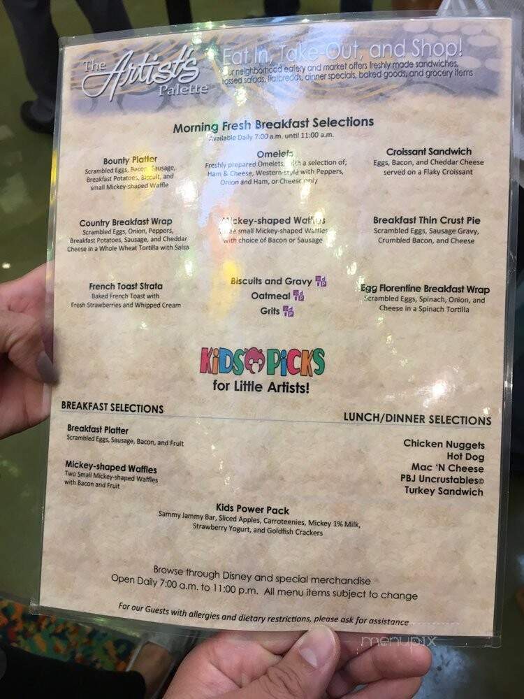 The Artist's Palette - Orlando, FL menu_pic