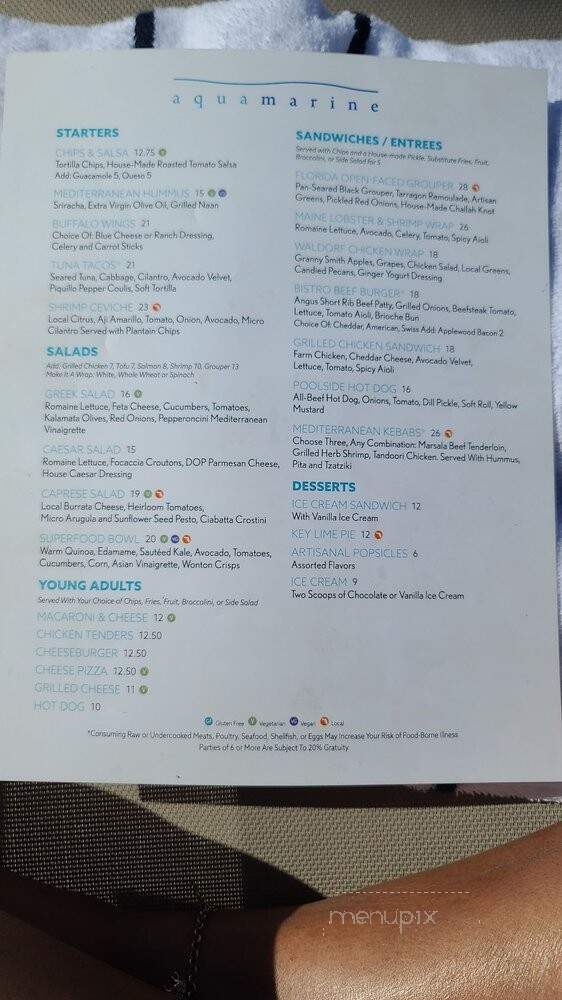 Aquamarine - Orlando, FL menu_pic