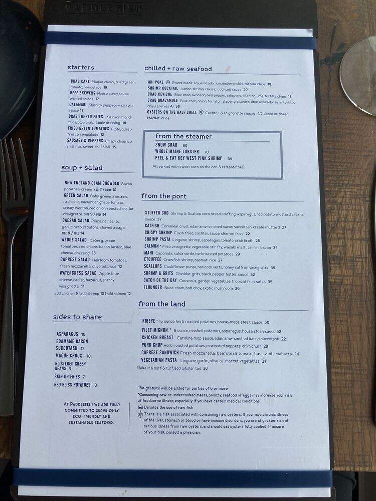 Paddlefish Restaurant - Orlando, FL menu_pic