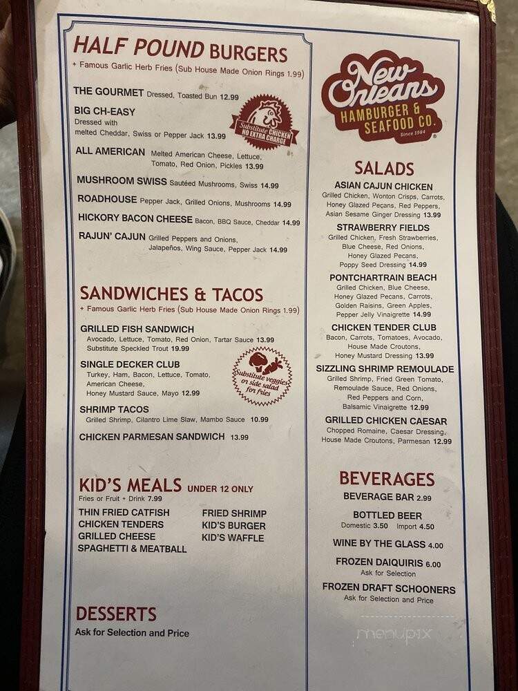 New Orleans Hamburger & Seafood - New Orleans, LA menu_pic