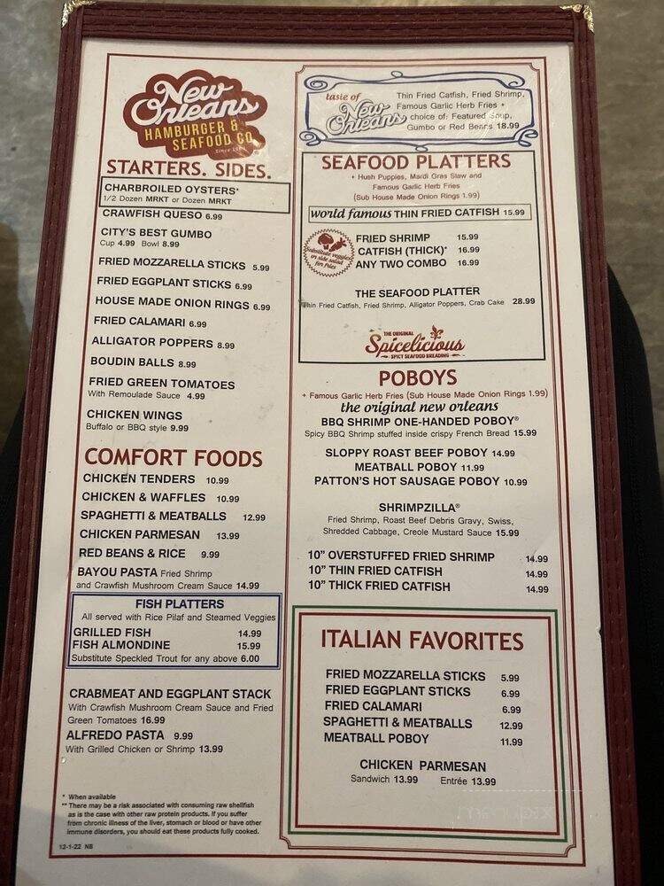 New Orleans Hamburger & Seafood - New Orleans, LA menu_pic