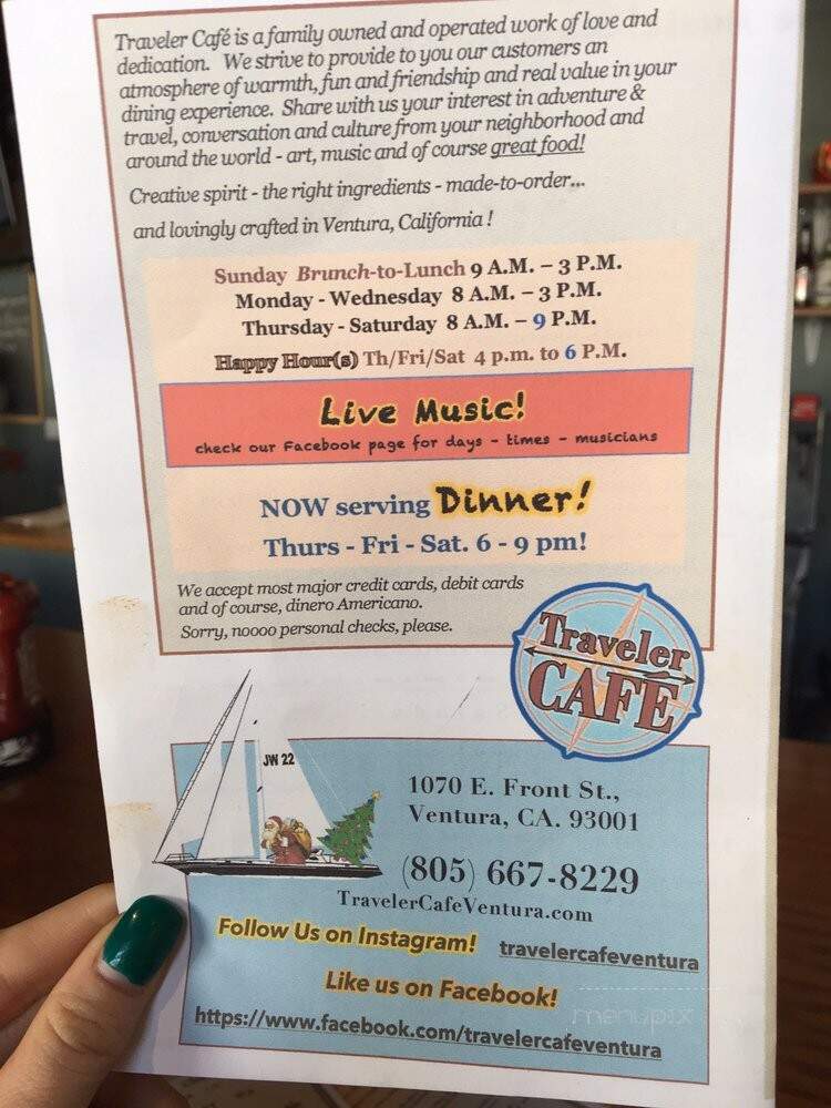 Traveler Cafe - Ventura, CA menu_pic
