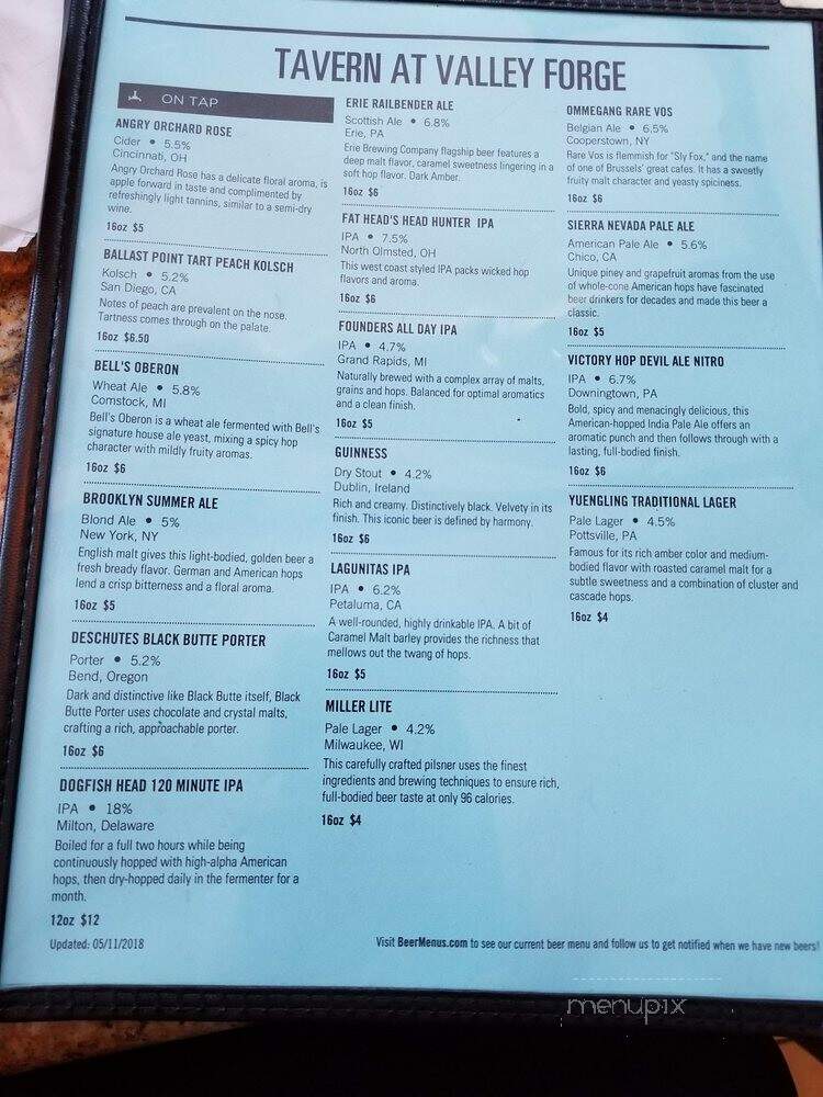 Tavern at Valley Forge - Eagleville, PA menu_pic